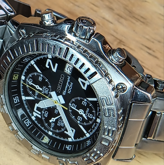 Seiko Chronograph Alarm SNA617P1 7T62-0FL0 Stainless Steel 100 Meter - Picture 5 of 10